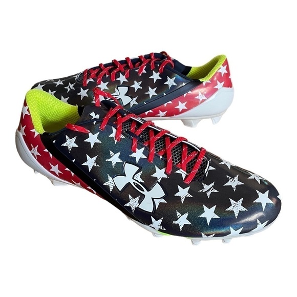New Under Armour UA Spotlight LE USA Stars Football Cleat 1275481-412 Men Sz 16